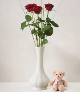 tre rosor och en nalle