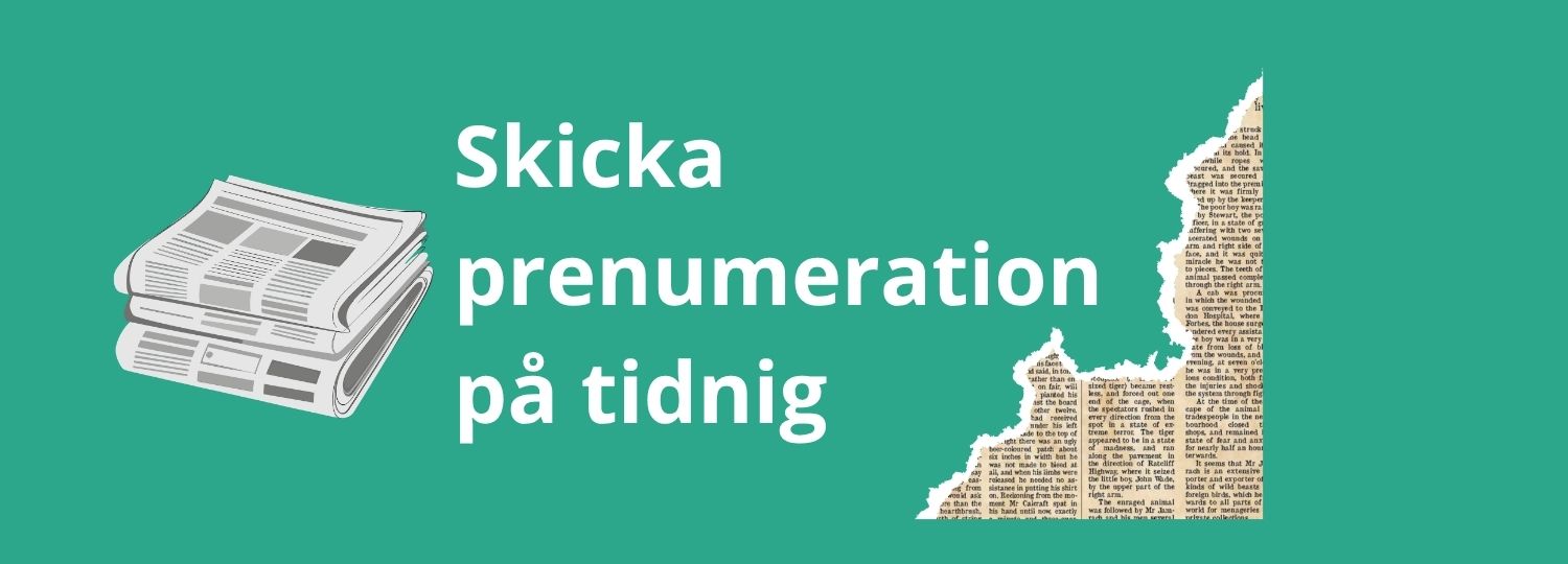 Bannerbild med texten Skicka prenumeration på tidning